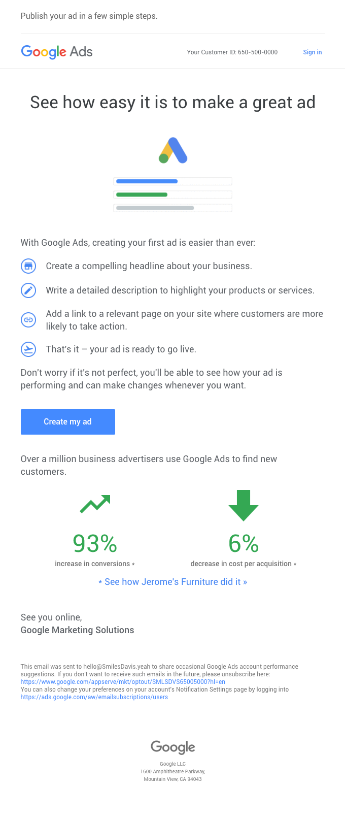 Google tips on how to make an ad