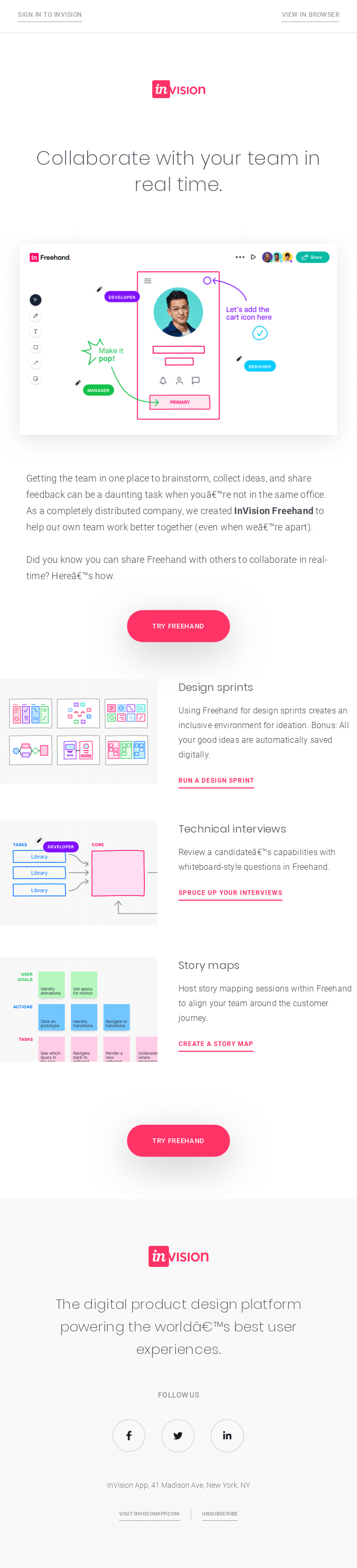 invision b2b email example