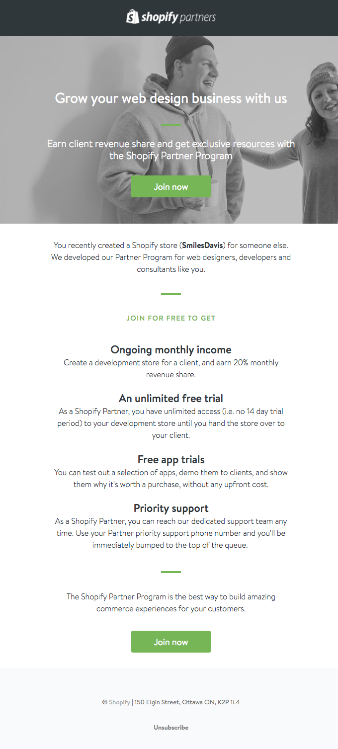 Shopify's personalized email marketing campaign example