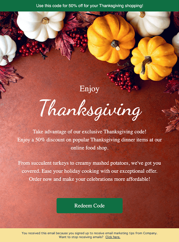 Moosend Thanksgiving email template