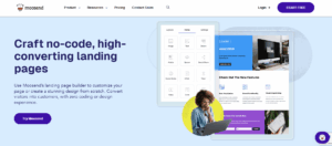 Moosend's landing page builder