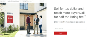 real estate landing page example by Redfin