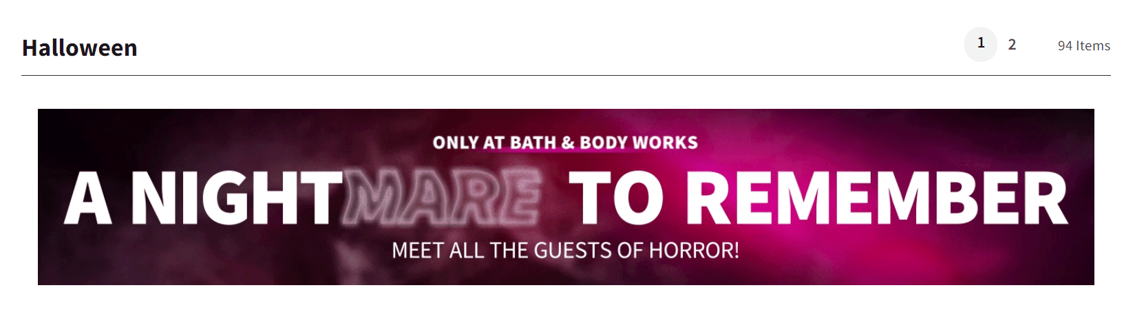 bath and body works halloween website visuals