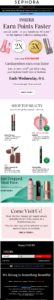 sephora's loyalty email with product recommendations