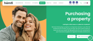 homfi's landing page with contact options