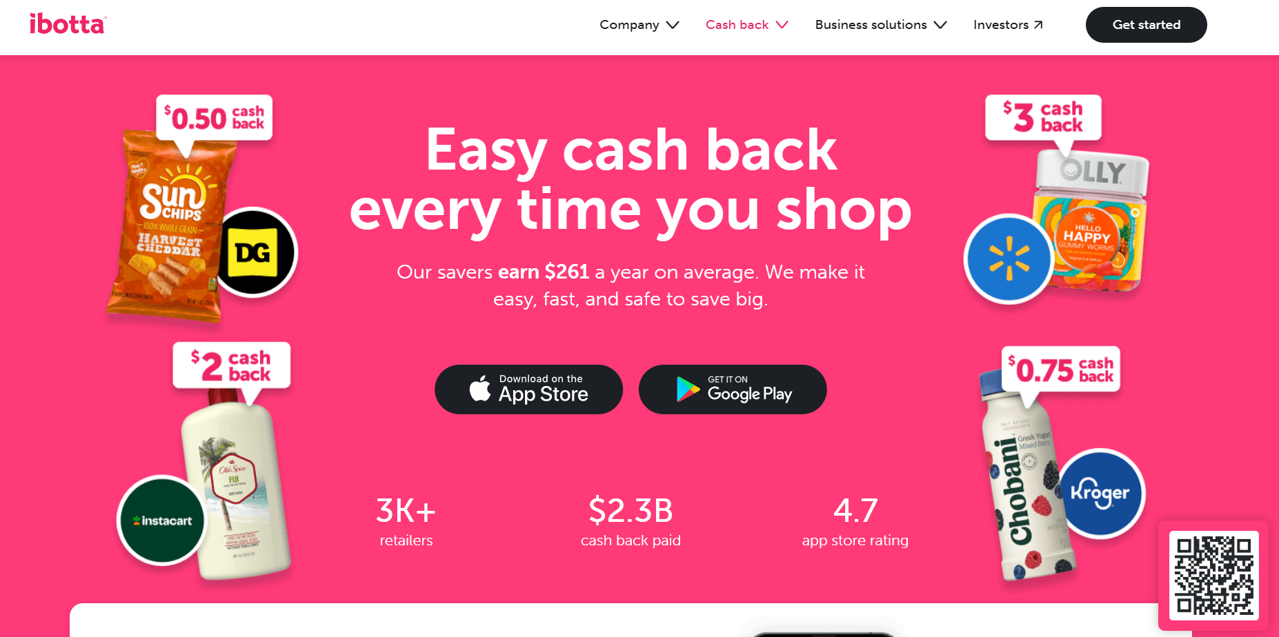 ibotta's home page promoting its cashback loyalty program