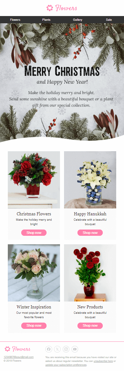 Christmas flowers email template