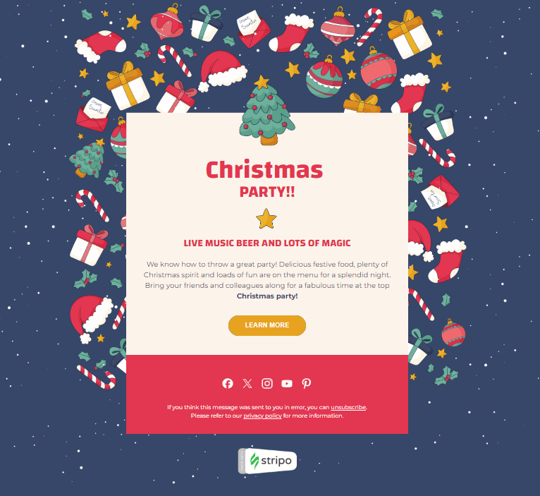 Christmas party even invitation email template