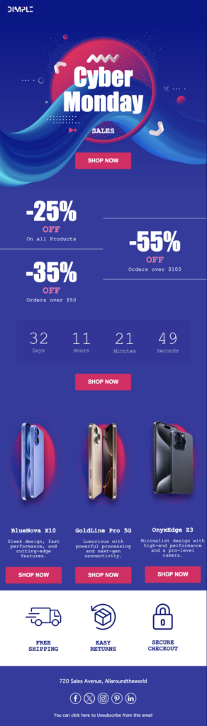 Moosend Cyber Monday email template