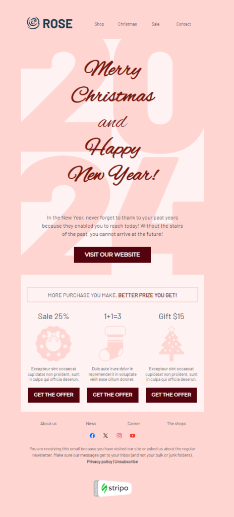 pink Christmas email templates