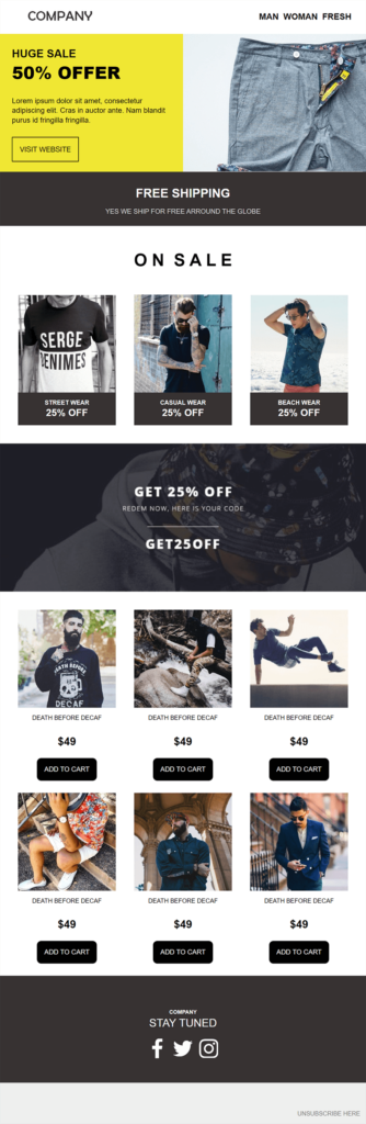 promotional email template Moosend