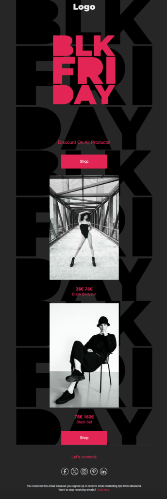 Moosend Black Friday email template
