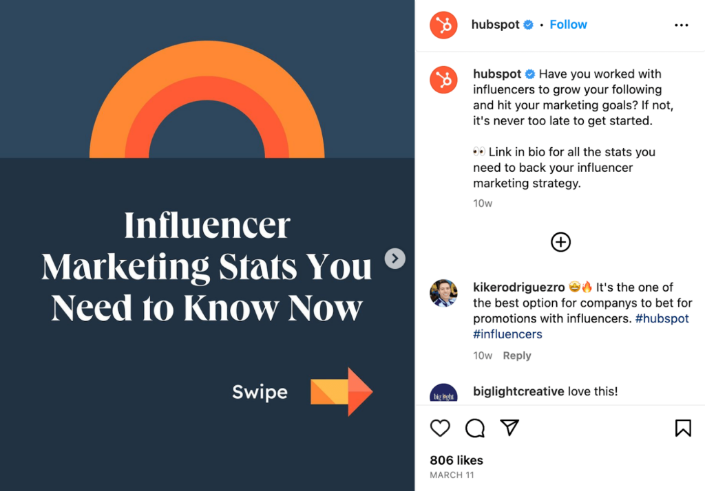 Instagram post influencer marketing stats