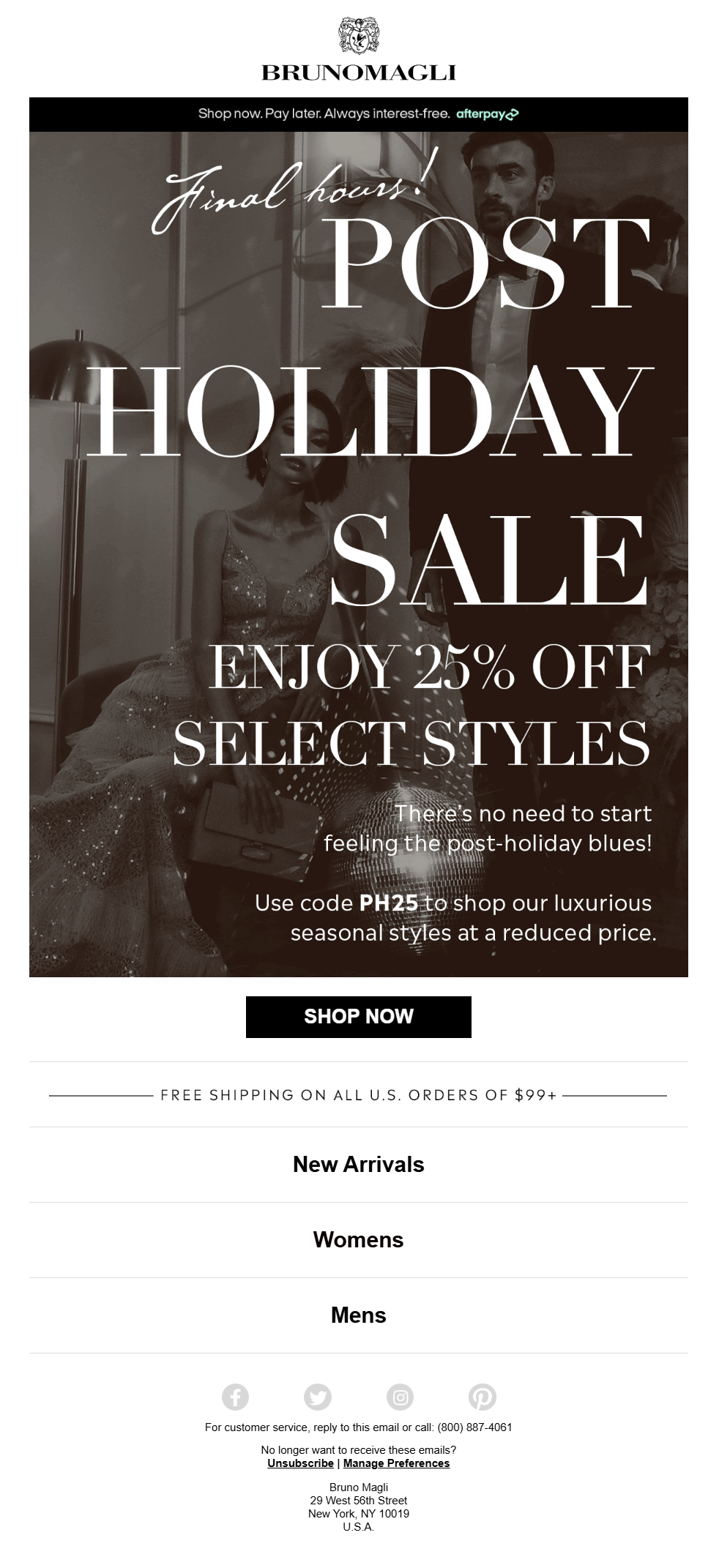 bruno magli post holiday email marketing campaign