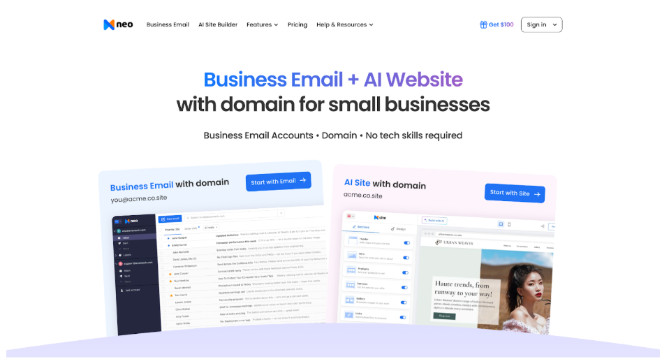 Neo email domain provider