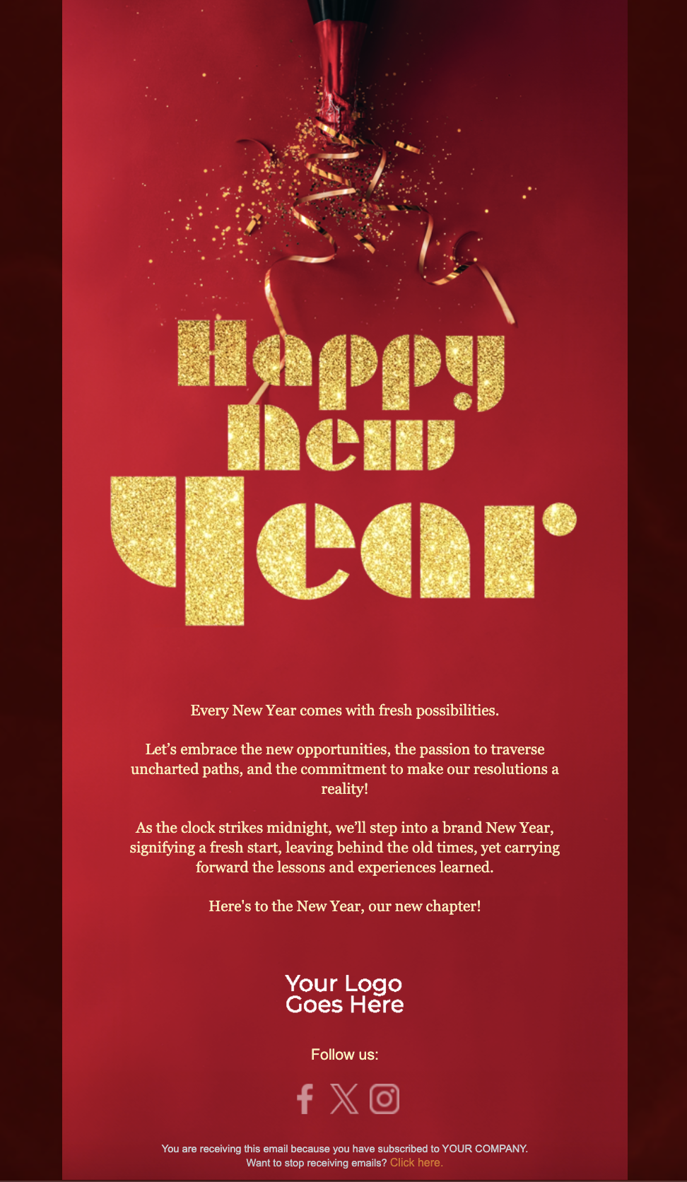 new year email newsletter template by Moosend