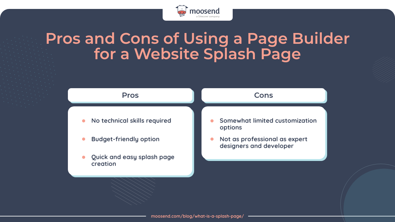 pros and cons of using a page builder for your splash pages