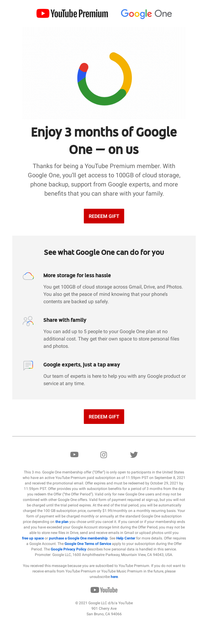 Re-engagement campaign for Google One