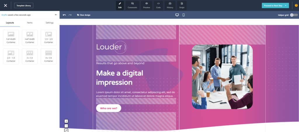 landing page builder by Moosend