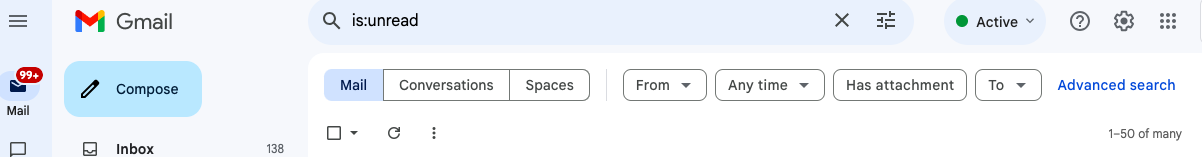 how to search for unread emails