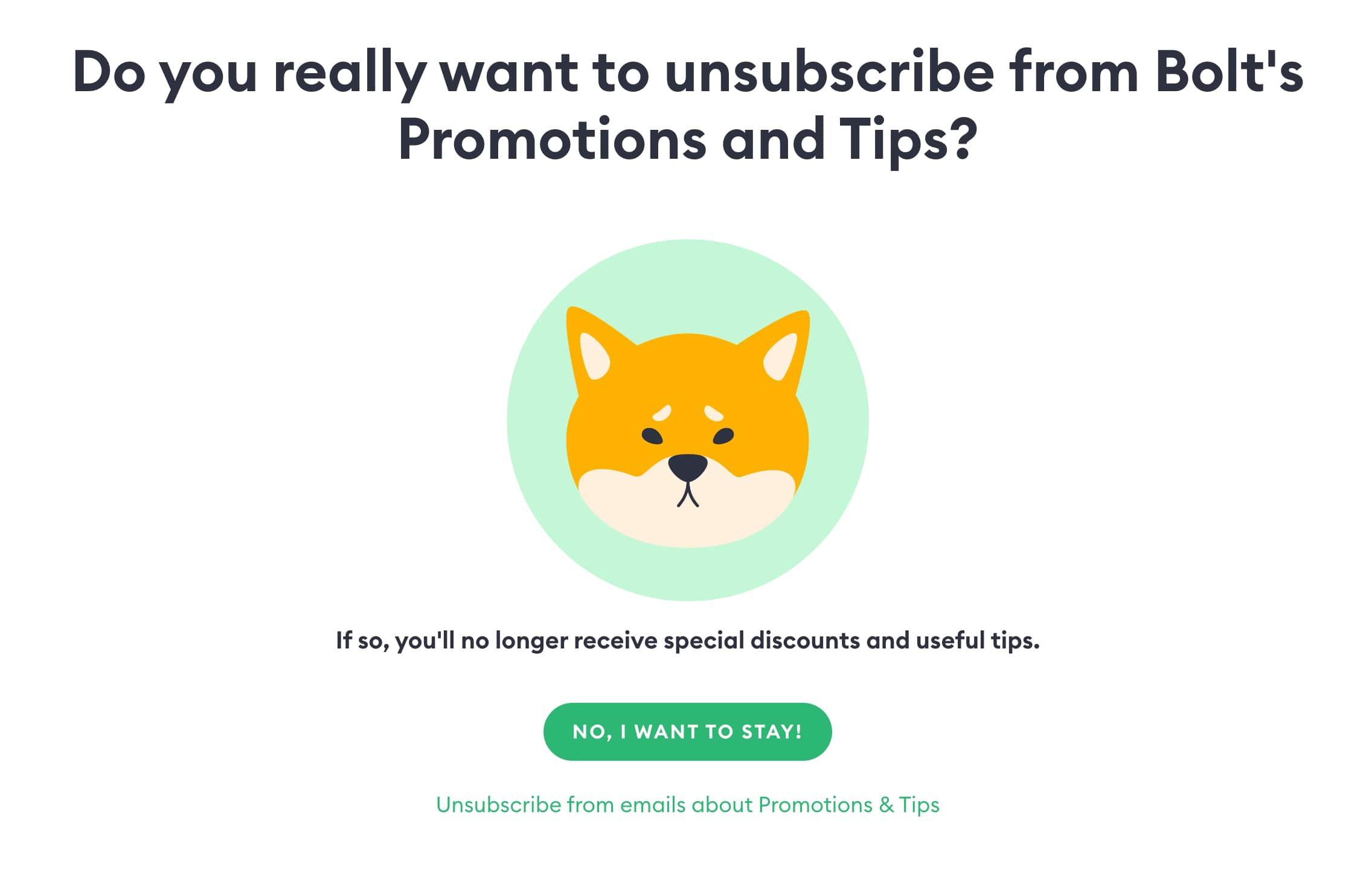 bolt unsubscribe page example