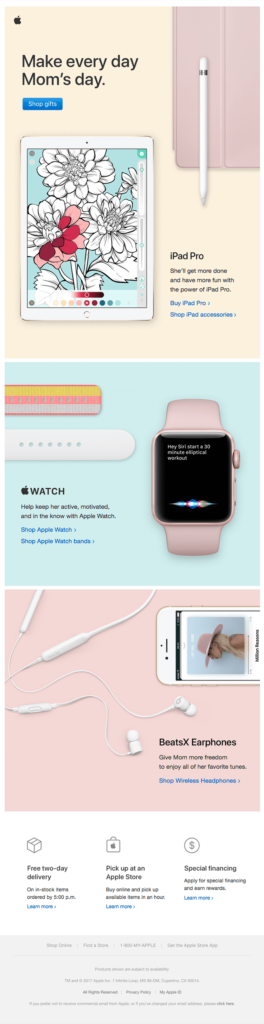 Apple's Mother's Day email and subject line