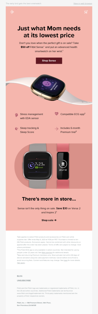 Fitbit Mother's Day sale email