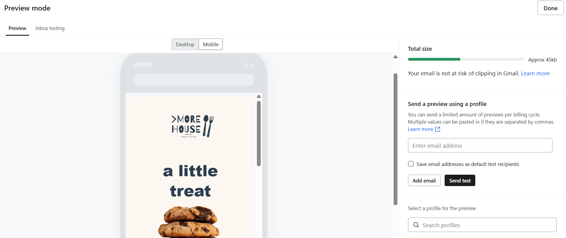 Klaviyo email preview Klaviyo's email preview for mobile
