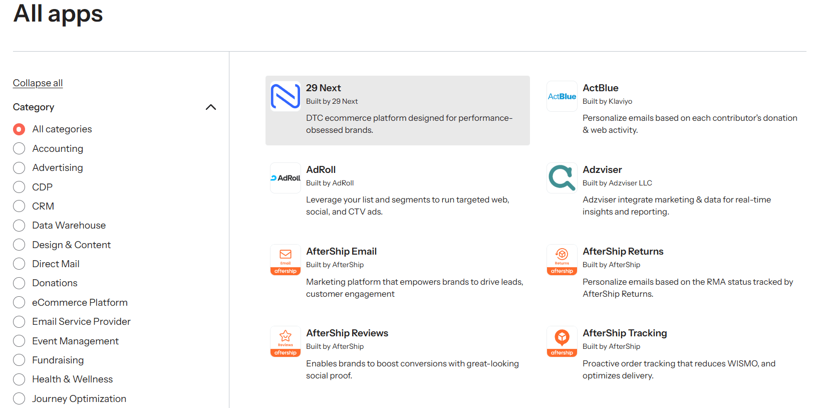 Klaviyo integrations Klaviyo integrations library