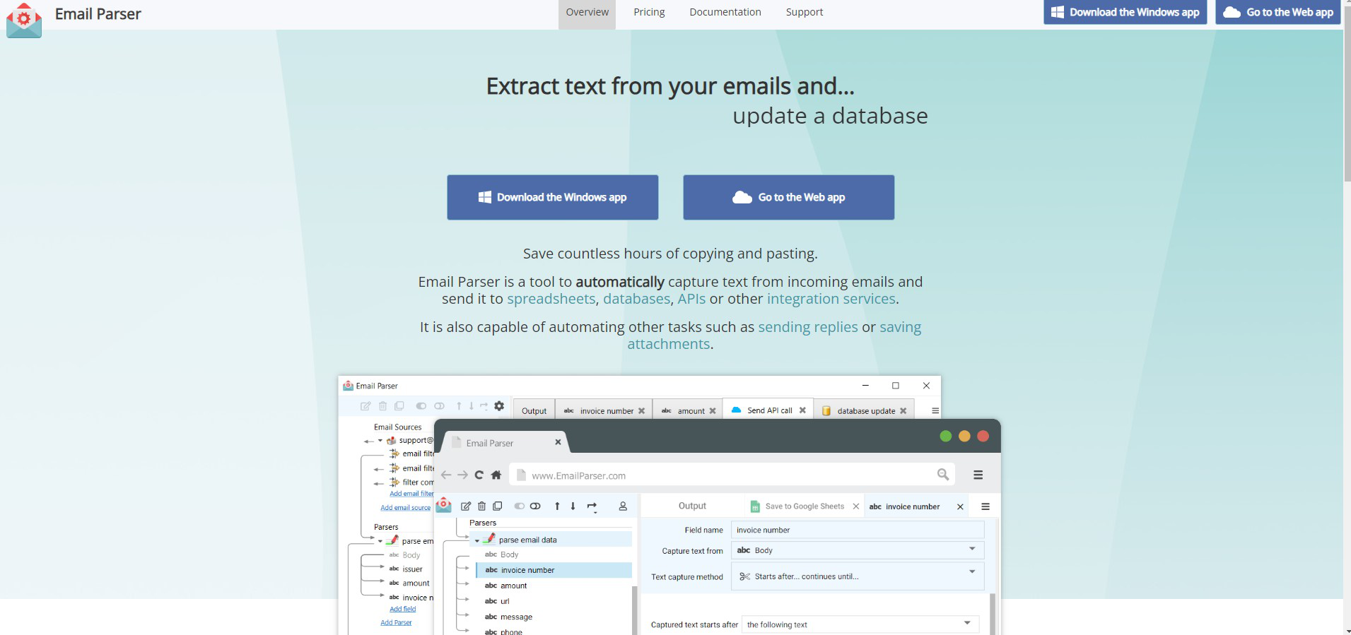 Email parser tool