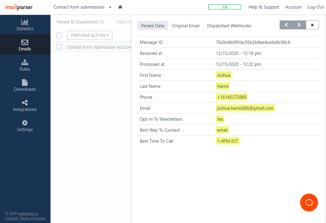 mailparser parsign software