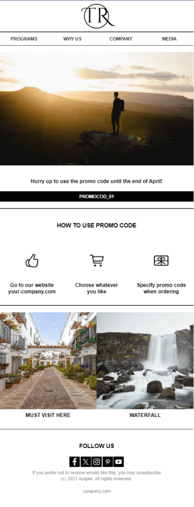 Moosend travel newsletter template