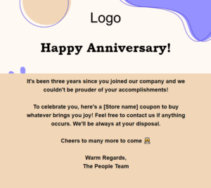 happy anniversary to employees