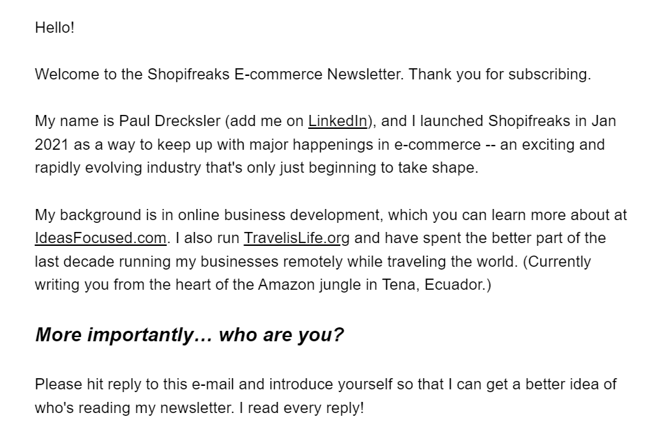 shopifreaks ecommerce email newsletter