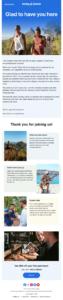 welcome email for travel agencies example