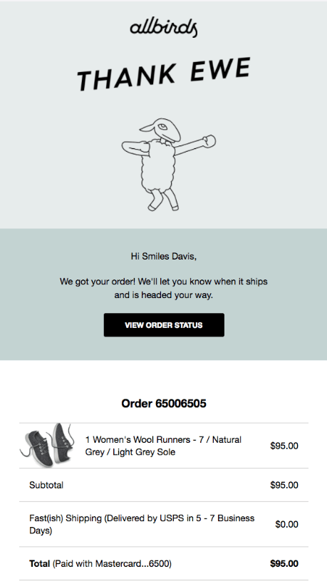 allbirds order confirmation