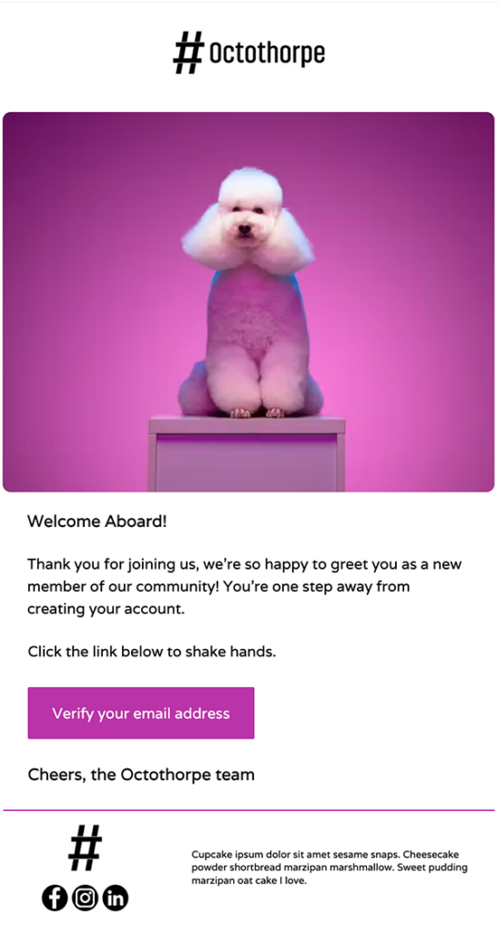 Moosend welcome email template