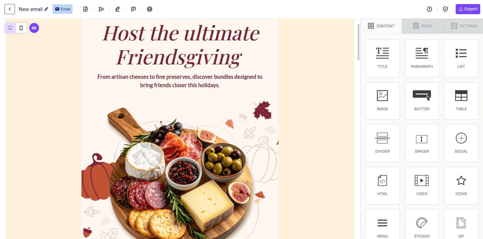 beefree easy email template builder