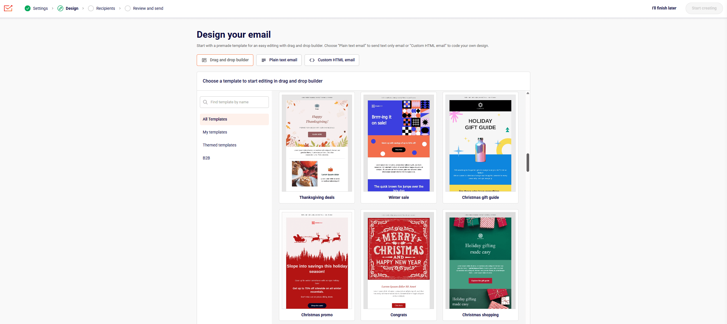 sender's template library