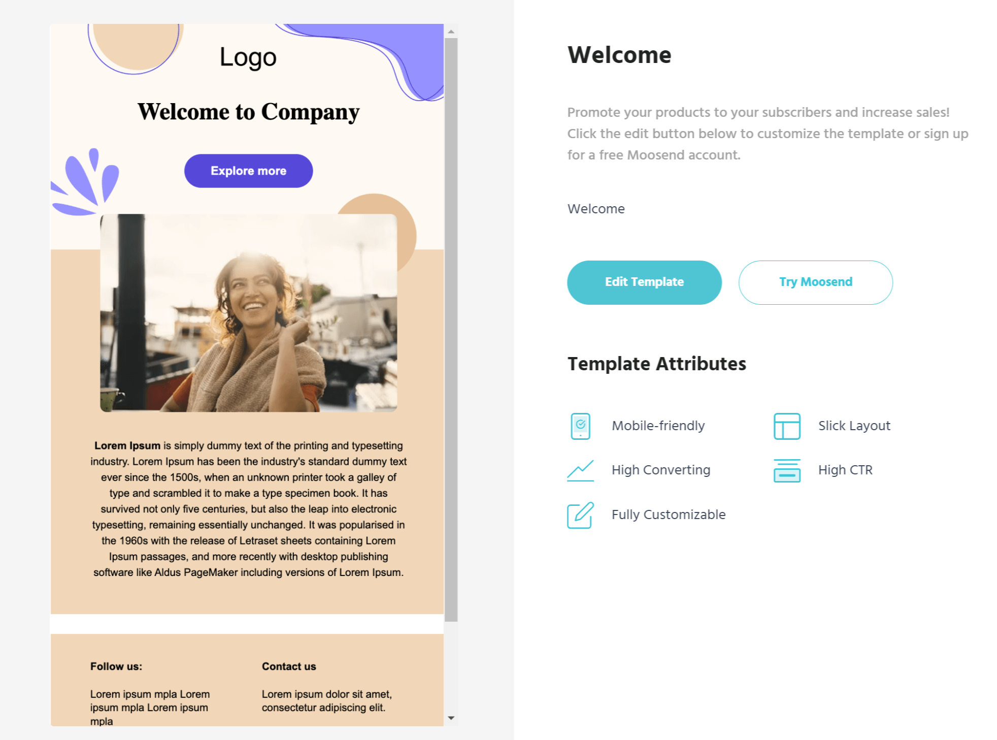welcome email template by moosend