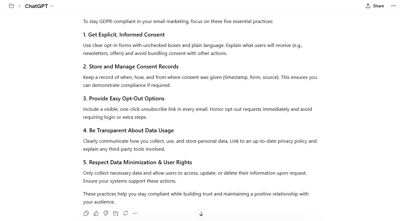 Chatgpt GDPR compliance guidance prompt