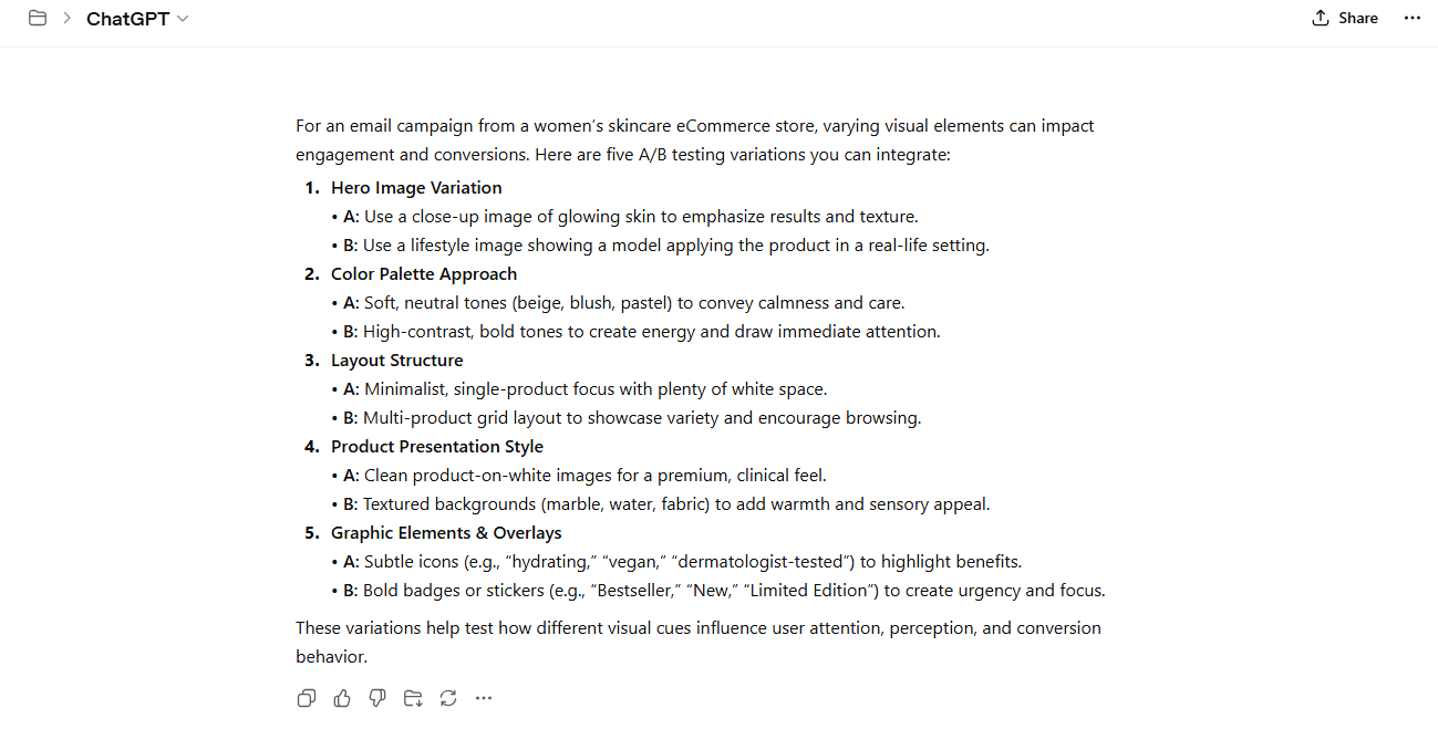 Chatgpt visual content testing prompt