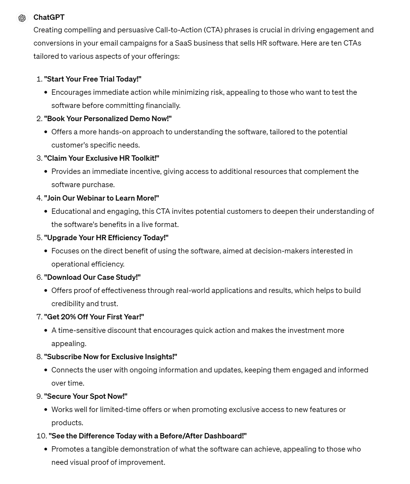 cta formulations generated with chatgpt