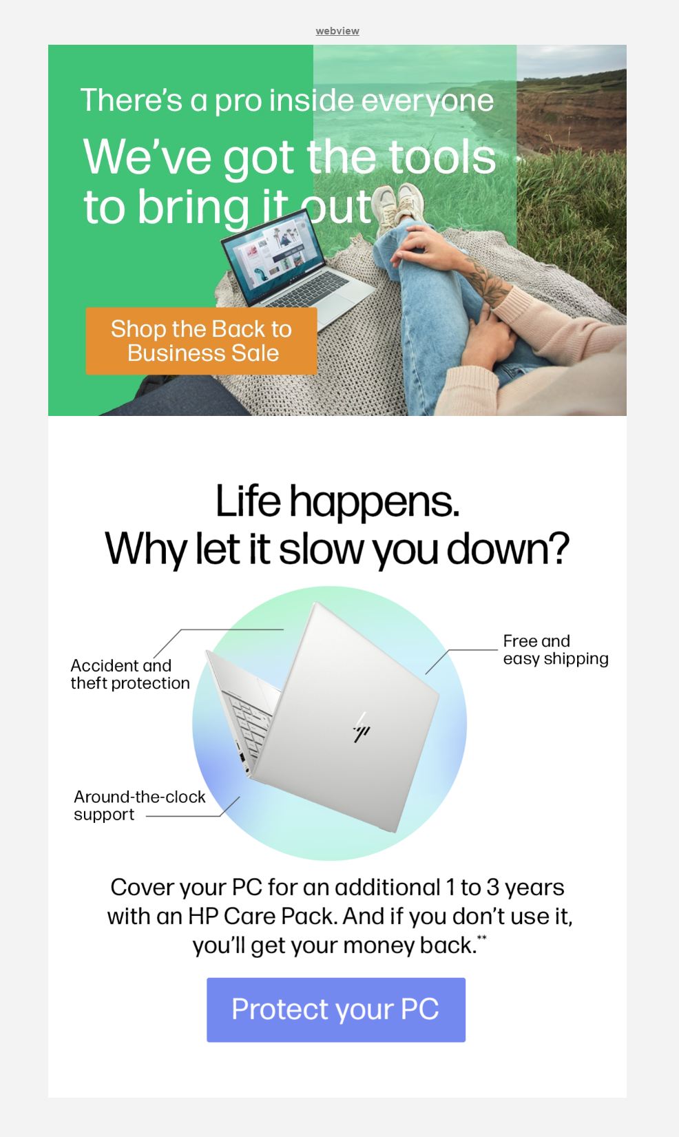 email marketing campaign by HP