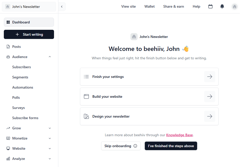 beehiiv dashboard beehiiv vs mailchimp
