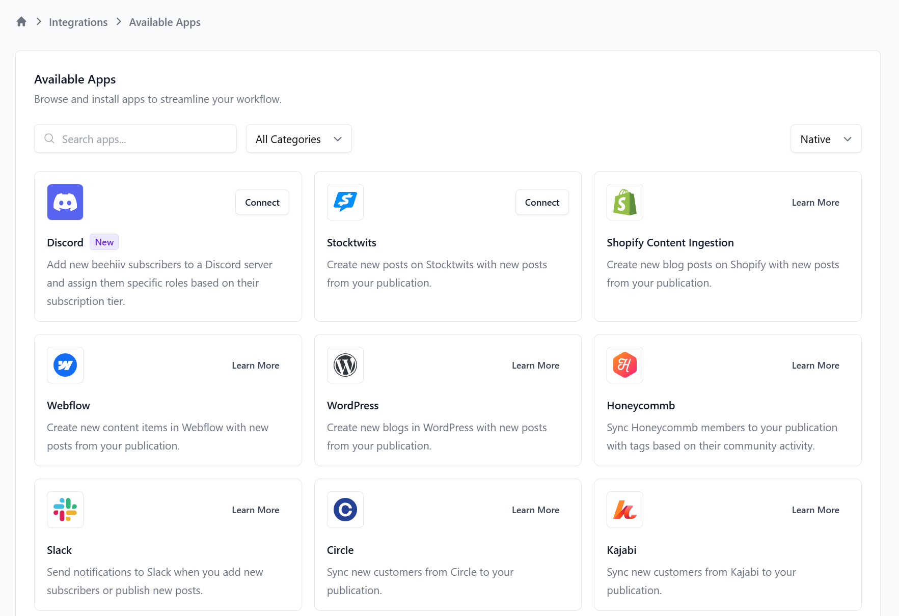 beehiiv integrations beehiiv integrations
