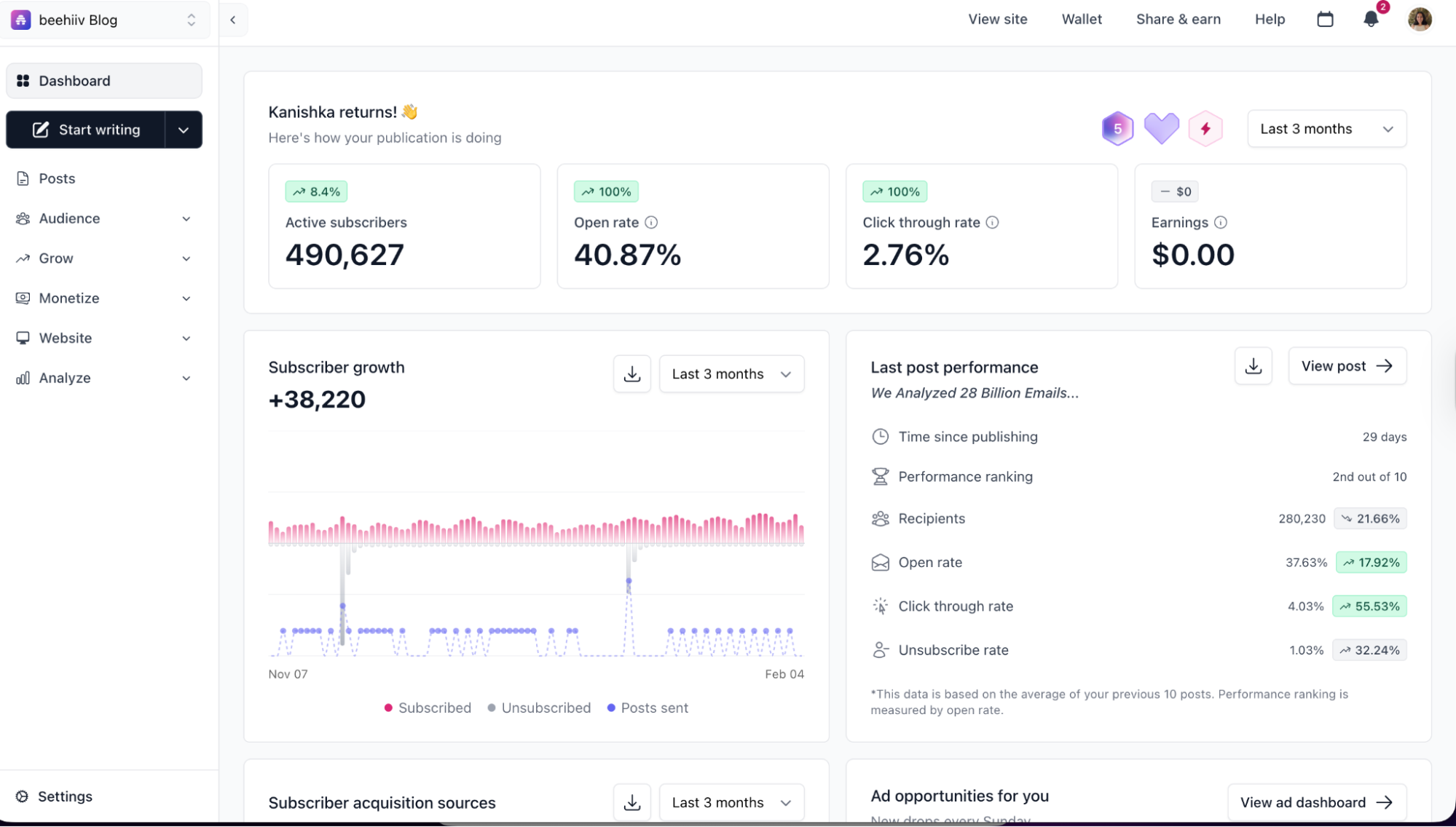 convertkit alternative beehiiv platform screenshot beehiiv platform screenshot