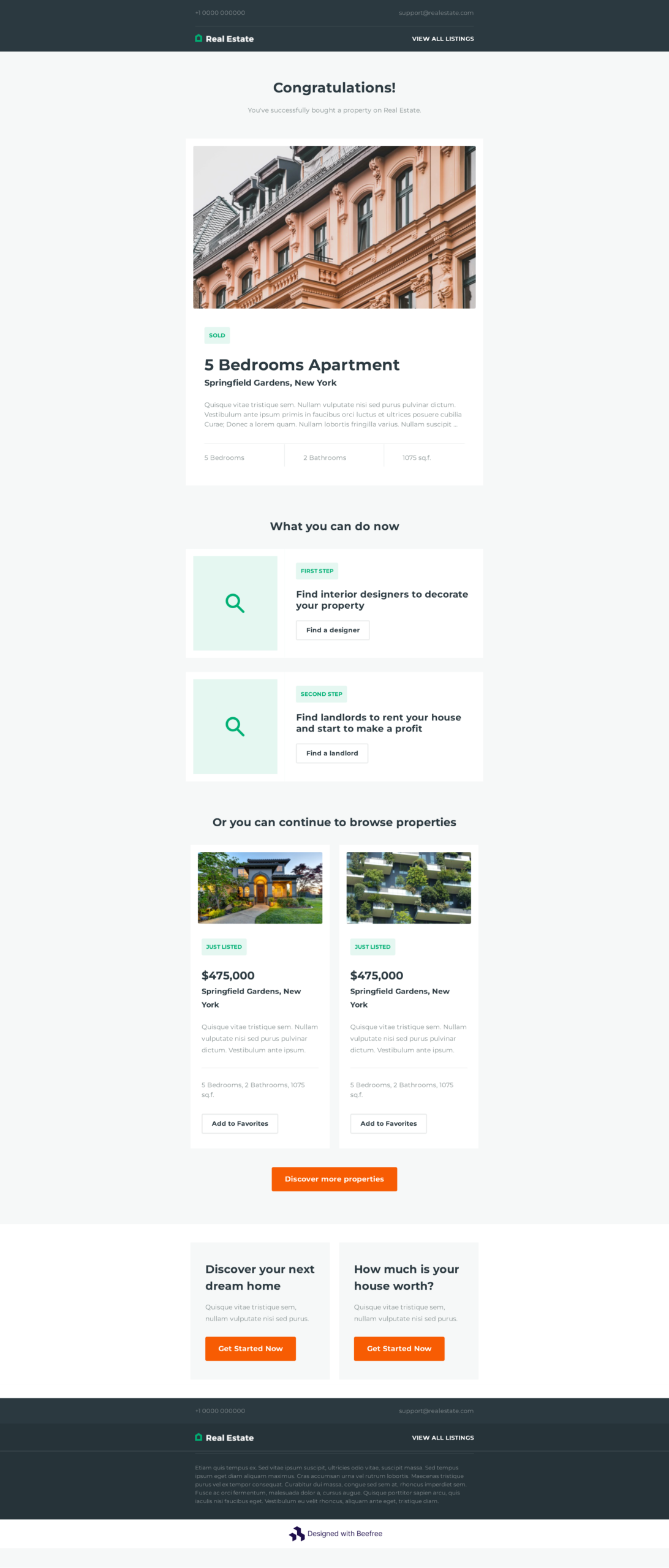 befree client success and post-purchase follow-up newsletter template