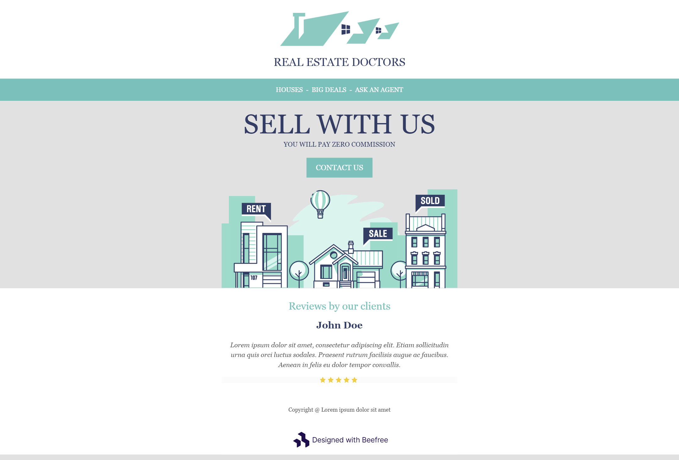 befree client testimonials newsletter template