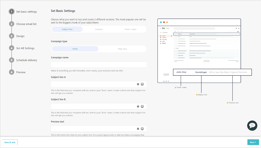 moosend a/b testing feature